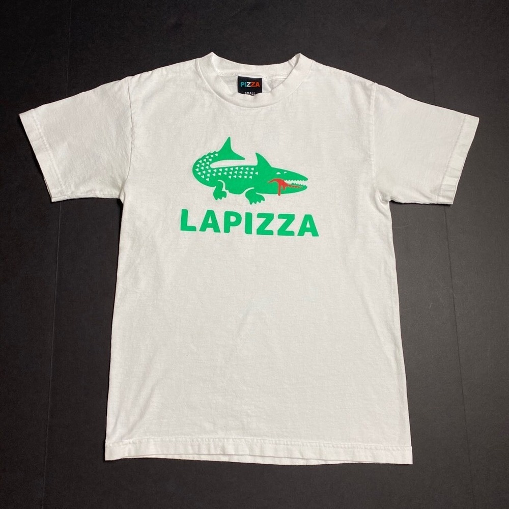 Lapizza T‎ Shirt Mens  Size S Graphic White Green Crew Neck  Brand Pizza